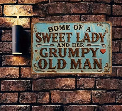 Vintage patio Metal Signs Sweet Lady Grumpy Old Man Tin Sign Vintage Farmhouse Metal Sign Decor Retro Rusticfor Tin Signs Farmhouse Home Kitchen Farm Garden 8x12inch
