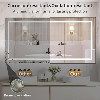 30"x60" LED Bathroom Mirror with Lights, Front & Backlit, Anti-Fog, Dimmable, 3 Color Temperature, CRI 90+, LED Mirror for Bathroom with Premium Full Aluminum Frame, Touch Control with Memory
