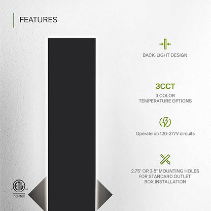 ASD LED 36" Long Wall Mount Light Fixture, Outdoor & Indoor Linear Sconce | 3CCT, Dimmable, Waterproof, Anti-Rust, ETL Listed | 30W 1900LM 3000-5000K 100-277V | Exterior Porch Lighting | Black, 2 Pack