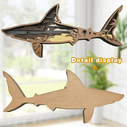 Laozai Wooden Forest Animals Shark Cabin Rustic Decor Wall Decorations Mountain decor for Bedroom Living Room Table Decorative