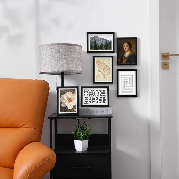 Fixwal 5x7 Picture Frame Set of 6 with Shatter Resistant Plastic Glass, Thin Border and Light Weight Photo Frames for Wall or Tabletop Display, Gift for Mother's Day, Father's Day, Graduation, Black