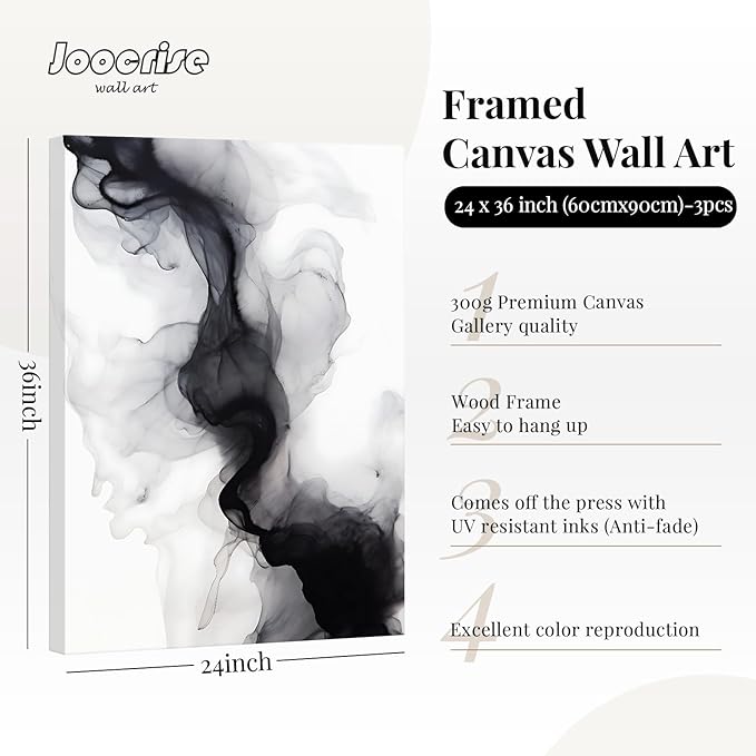 Black White Abstract Wall Art Decor Set of 3 Modern Wall Art Minimalist Canvas Wall Decor Black White Abstract Prints Modern Pictures Minimalist Artwork for Room Bedroom 24x36 Inch Ready to Hang