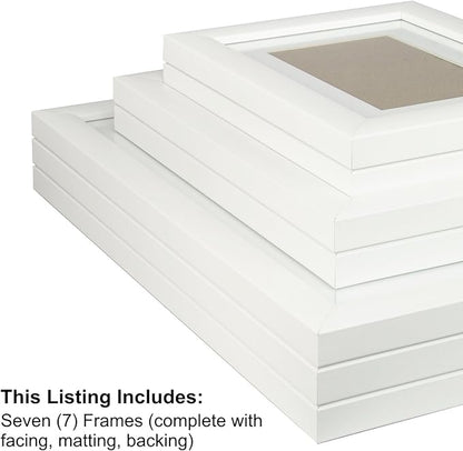 Craig Frames 23247812 Picture Frame 7-Piece Wall Set, White Frames, White Display Mats