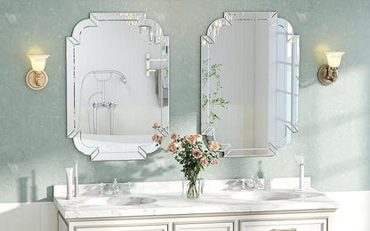 Chende Large Mirrors for Wall Decor, 40''x28'' Big Living Room Mirror with Scalloped Corner Beveled Edge, Elegant Accent Mirror for Entryway, Dining Room, Hallway, Mantel