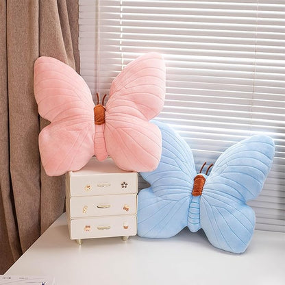 PEACH CAT Butterfly Pillow Decorative Butterfly Shaped Throw Pillows 15.7" x 15.7" Cute Plush Cushion Decor for Bedroom Living Room Sofa Couch Blue