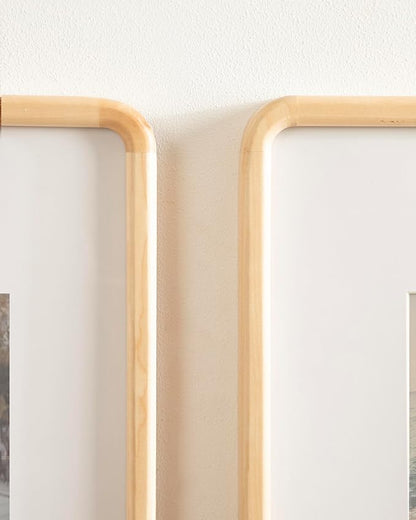 Kate and Laurel Inglewood Modern Wall Picture Frame Set of 3; 11x14 matted to 5x7; Natural Wood; Three-Piece Frame Set for Gallery Wall Accent Set in Living Room Decor