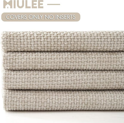 MIULEE Pack of 4 Couch Throw Pillow Covers 20x20 Inch Cream Soft Decorative Chenille Pillow Covers Farmhouse Accent Cushion Covers for Boho Spring Home Decor Sofa Bedroom Living Room