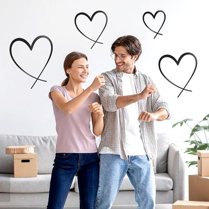 KOYILTD 4 Pcs Metal Heart Wall Art for Bedroom Modern Love Heart Wall Decor Metal Wall Decoration above Bed for Living Room Bathroom Office Wedding (Black, Classic)