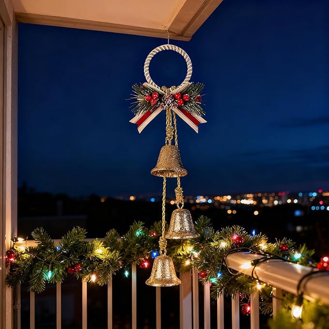 Christmas Bells Decorations Jingle Bell，Hanging Decorative for Door,Wall, Bedroom, Living Room,Tree Ornaments for Home Decor, Wreath, Door Hanging,Cluster Decorative Bells (Glittering Gold)