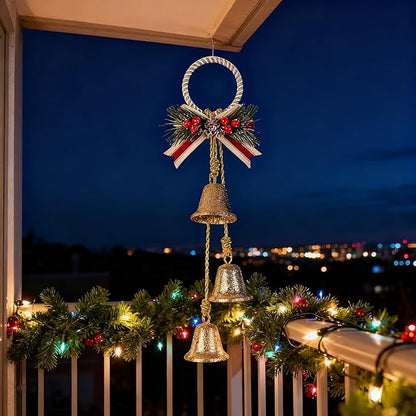 Christmas Bells Decorations Jingle Bell，Hanging Decorative for Door,Wall, Bedroom, Living Room,Tree Ornaments for Home Decor, Wreath, Door Hanging,Cluster Decorative Bells (Glittering Gold)