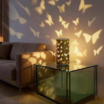 Butterfly Night Light - USB Table Lamp with Rotating Projection, Portable Bedside Light for Bedroom, Coffee Shop, Gifts for Women, Mom, Birthday