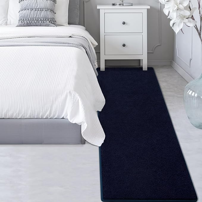 Gifeas Ultra Soft Modern Runner Rugs for Living Room Bedroom, 2x6 Feet Navy Blue Thickened Memory Foam Indoor Solid Minimalist Carpets, Non-Slip Comfy Area Rug for Boys Girls Nursery Room Home Decor