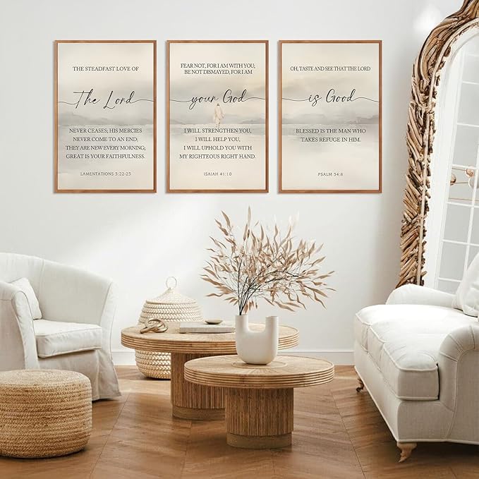 HLNIUC Christian Scripture Framed Wall Art Set of 3,The Lord Your God Is Good Wall Decor(24x36),Inspiring Easter Bible Verse Canvas Artwork,Modern Religious Quotes Prints for Church,Bedroom,LivingRoom