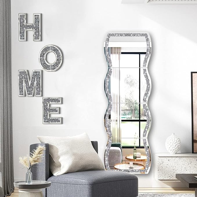 ZOLAPI Wave Pattern Crushed Diamond Body Mirror Set - 4pcs 11x15 inch Dressing & Makeup Mirror for Decor, Gym, Door (11x15 inch 4pcs)