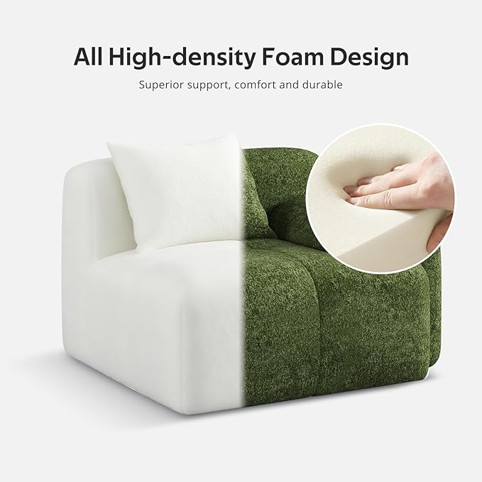 Modern L-Shaped Modular Sectional Sofa for Living Room，Oversized 3-Seater Couch with Deep Seat and Movable Ottoman – No Assembly,Comfortable Suede Fabric Boneless Sofa (Dark Green)