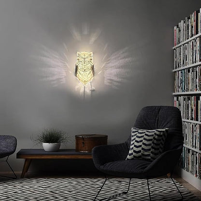 3D Animal LED Wall Lamp, LED Home Decoration Lamp, Atmosphere Rendering Lamp, for Study, Bedroom, Dining Room, Stairway, Hallway, Bar。Built-in Battery and Hook, Turn on and go(Night Owl)