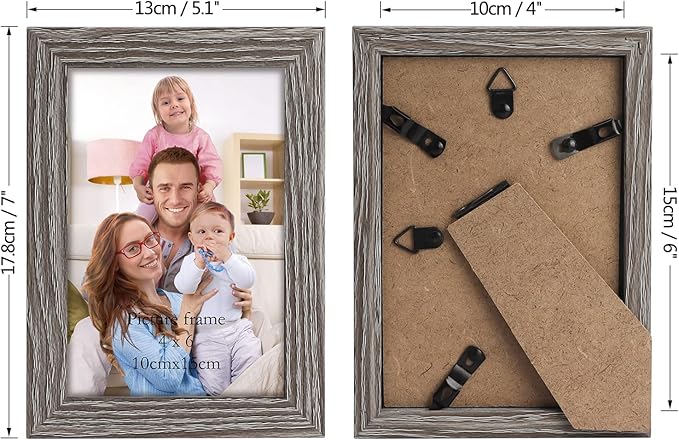 Giftgarden 4x6 Picture Frame Distressed Grey, 4 by 6 Rustic Wood-grain Gray Photo Frames Bulk for Wall or Tabletop, 12 Pack