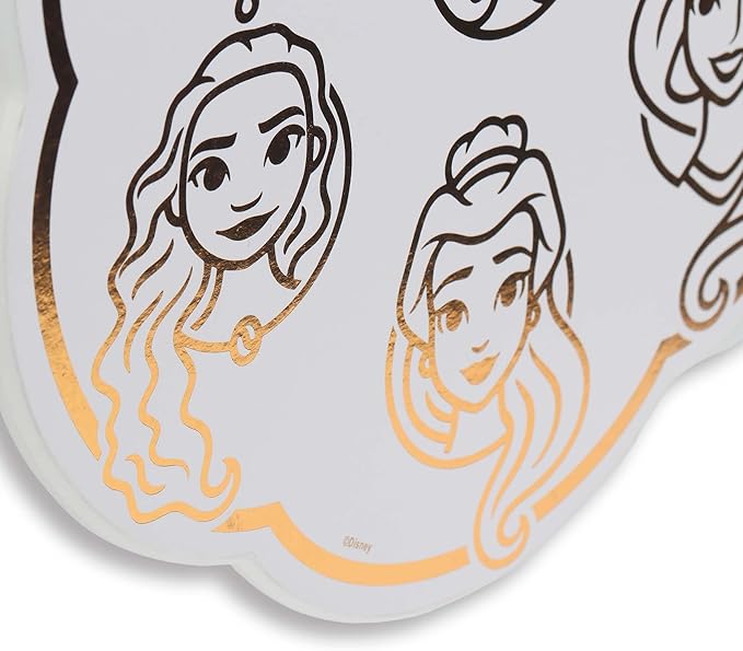 Open Road Brands Disney Princess Icons Scalloped Wood Wall Decor - Beautiful Disney Princess Wall Art for Home Decorating