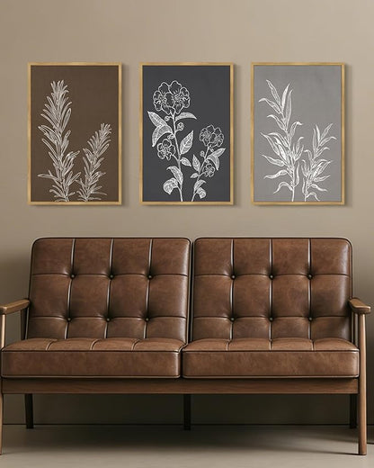 Drsoum Botanical Boho Vintage Flower Wall Art Framed Retro Floral Prints Wildflower Neutral Rustic Bohemain Artwork Kitchen Living Room Ready to Hang 16x24in Natural Framed