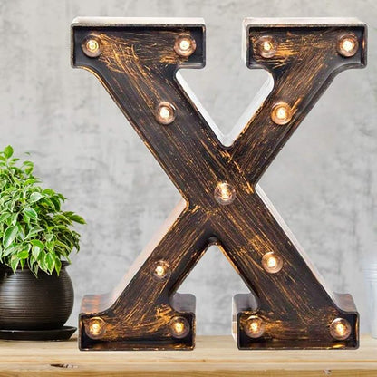 Pooqla Vintage Light Up Marquee Letters with Lights – Illuminated Industrial Style Lighted Alphabet Letter Signs - Coffee Bar Apartment Bedroom Wall Home Initials Decor A-Z
