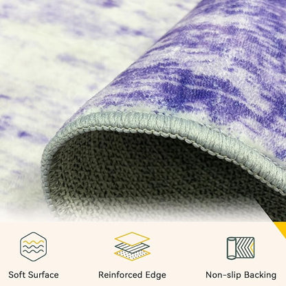 RELEANY Washable Area Rugs 4'x6' Non-Slip Modern Abstract Soft for Living Room Entryway Bedroom Nursery, Print Pattern, Purple Gray Pink White