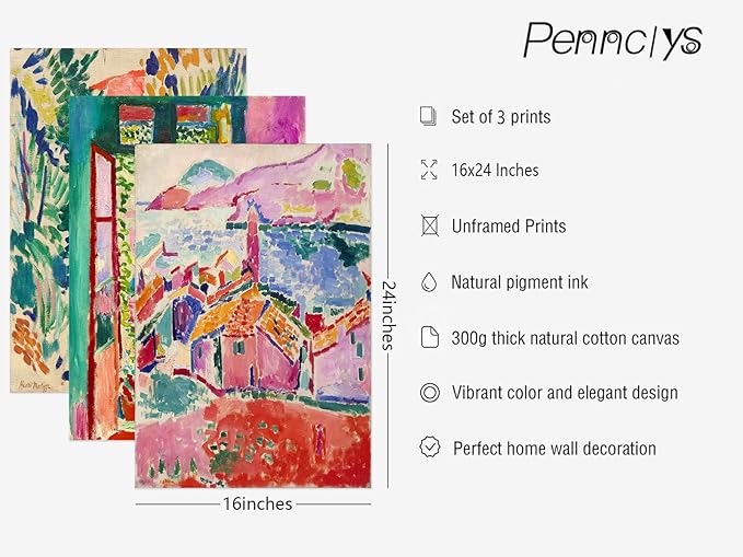Henri Matisse Wall Art Prints Aesthetic Canvas Matisse Wall Decor Painting Colorful Matisse Wall Art Poster Boho Abstract Matisse Picture Artwork for Bedroom Living Room 16x24 Inch Unframed Set of 3