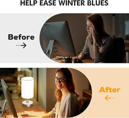 Caromolly Light Therapy Lamp, 10000 Lux Light with Remote Control, 3 Color Temperature & 4 Brightness Level & Timer, Daylight Lamp for Home, Office, Decoration(Silver Base White Shade)
