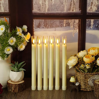 Sasigeiaa Flameless Taper Candles,with Remote and Timer Flickering Flameless Candles,6 Pack Led Candles, Battery Operated Candles，Christmas,Halloween Decorations (Ivory)
