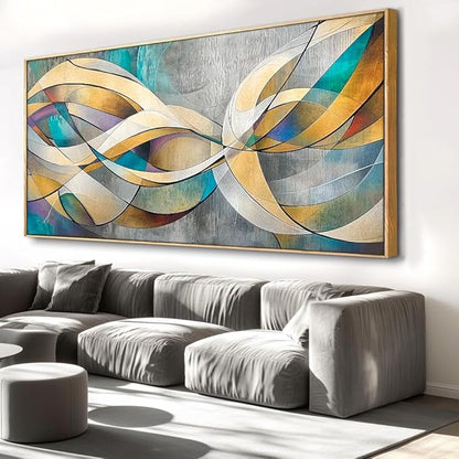 Abstract Wall Art Wall Art - Framed Modern Canvas Painting for Living Room, Bedroom Home Office Decor, 48x24 Inch Ready to Hang