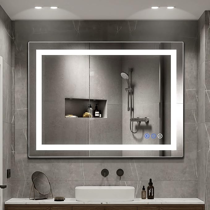 32"x 24" LED Bathroom Mirror Vanity Mirror, Anti-Fog, Dimmable, Color Temperature Adjustable 3000-6000K, Switch-held Memory Led Wall Mirror Suitable for Bathroom, Vanity (Vertical/Horizontal)