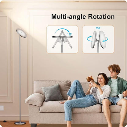Dimmable Floor Lamp with Remote，Floor Lamps for Living Room Bedroom Office，Adjustable Brightness (10%-100%)and Color Temperature (3000k- 6000k )，Standing Lamp Tall Lamp with Foot Switch (nickel)