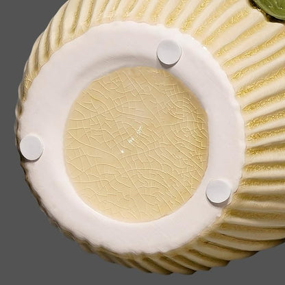 Yellow Ceramic Vase - 7 Inch Small Decorative Vases Home Decor, 3D Modern Flower Vase, Centerpiece Table, Shelf, Mantel, Kitchen, Living Room Decor