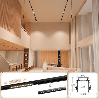 Track Lighting Rail Kit, 2PCS Magnetic Track Lighting Rail, 2PCS 15W Grille Spotlight Magnetic Track Head, 1PCS 200W Low Voltage LED Power Driver, Complete Track Lighting kit for Living Room
