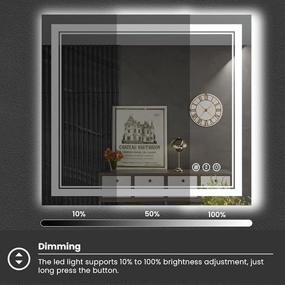 40 x 24 Inch LED Bathroom Mirror with Lights, Front Light and Backlit Anti-Fog Dimmable Memory Lighted Vanity Mirror, Shatterproof Wall-Mounted Led Mirror for Bathroom