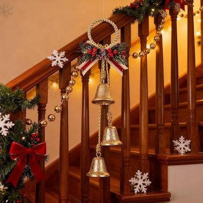 Christmas Bells Decorations Jingle Bell，Hanging Decorative for Door,Wall, Bedroom, Living Room,Tree Ornaments for Home Decor, Wreath, Door Hanging,Cluster Decorative Bells (Glittering Gold)