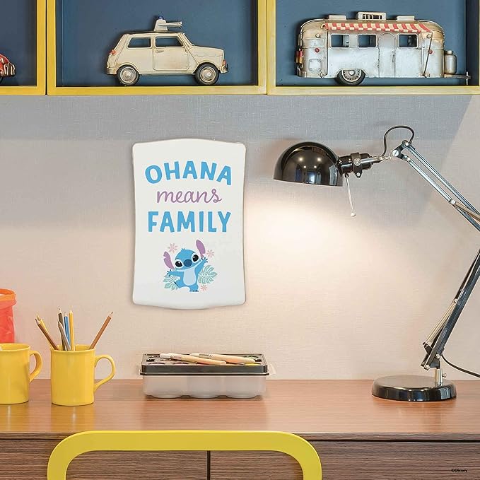 Open Road Brands Disney Lilo and Stitch Ohana Means Family Tropical Wood Wall Decor - Cute Stitch Sign for Home Decorating