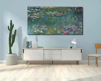 Claude Monet Large Canvas Wall Art Framed Water Lilies Vintage Classic Painting Wall Decor Green Garden Famous Artwork Print for Bedroom Living Room Office Decoration 20" x 40"