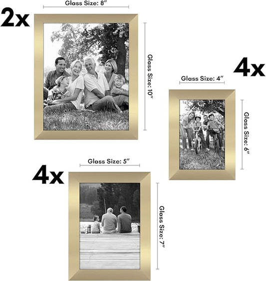 Americanflat Set of 10 Picture Frames with Shatter-Resistant Glass - Gallery Wall Frame Set with Two 8x10, Four 5x7 and Four 4x6 Frames - Signature Collection - Gold