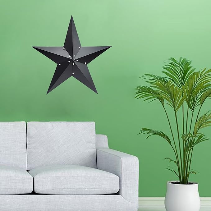 24" Barn Star-Black Barn Stars Outdoor Decoration-Metal Star for Outside Texas Stars Art Rustic Vintage Western Country Home Farmhouse Primitive House Decor- Primitive Wall Décor