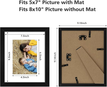 Golden State Art, 8x10 Picture Frame Set of 3 - Matted to 5x7 Photo - Engineered Wood Gallery Frame Set - Wall Mounting or Tabletop Display (Black,3 Pack)