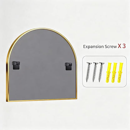 CIRCUMI Arched Wall Mirror, 30"x30" Gold Arched Mirror with Tempered Glass, Metal Frame, Large Size for Entryway Table, Mantel,Living Room,Over Sink,Arch Mirror for Decor,Shatterproof&Crystal-Clear