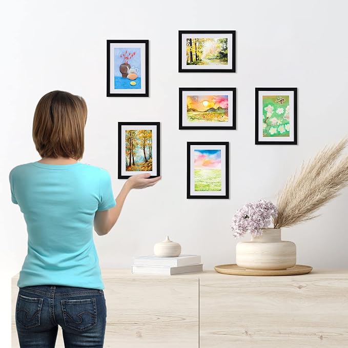 Giftgarden Black 5x7 Picture Frame Set of 10, Matted to 4x6 Picture with Mat or Multi 5x7 Photo without Mat, Wall Hanging or Tabletop Display