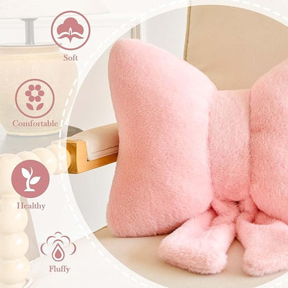 Lfsaaj Bowknot Pillow Ivroy Cute Bow Decorative Throw Pillows 16" Aesthetic Home Decor Bow Cushions Butterfly Knot Plush Pillow for Bedroom Couch