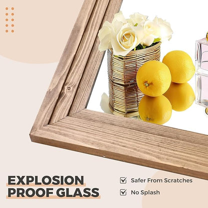 65"x22" Full Length Mirror Solid Wood Frame Floor Mirror with Stand for Living Room, Bedroom Hanging Standing or Leaning, Wood Color