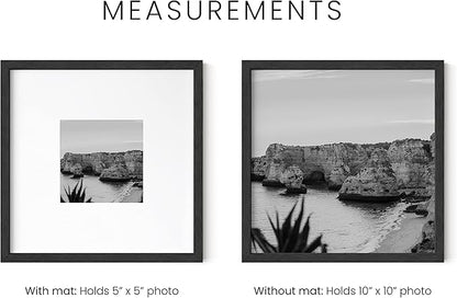 HAUS AND HUES Black Oak Wood 10x10 Picture Frames - Set of 15, Square Frames with Mat, Elegant Frames for Gallery Walls (10x10 in, Black, Set of 15)