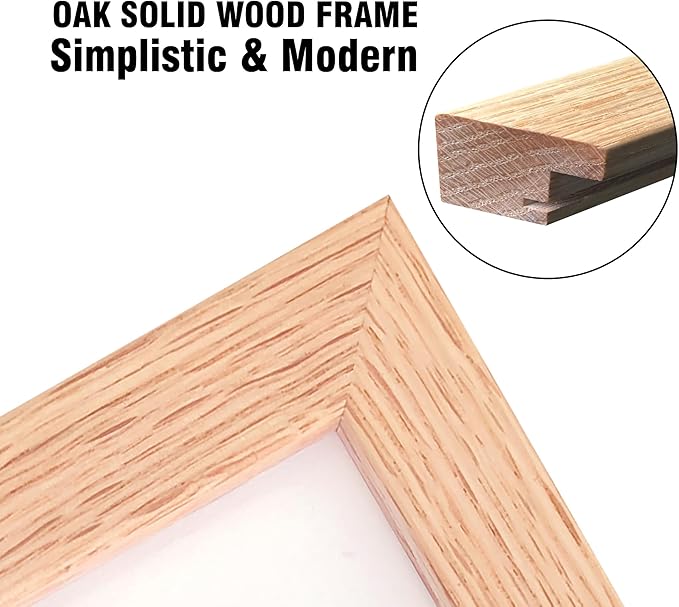 11x14 Picture Frame Set of 4 OAK Solid Wood with Real Glass for Pictures 8x10 with Mat or 11x14 Without Mat, Wall Mount or Tabletop Gallery Photo Frames(4 Pack, Oak)