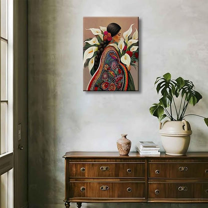 Calla Lily Canvas Wall Art Mexican Vintage Flower Decor painting Pictures Girls White Floral Plant Posters Prints for living room Bathroom Bedroom Office Hallway Home Decoration