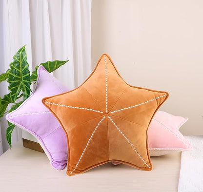 Starfish, Shell Plush Pillow, Car & Waist Cushion, Interesting Characteristic Chair Cushion (19.6in, Brown)