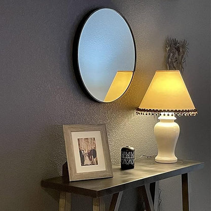 Oruii Small Round Mirror 16 inch, Small Black Circle Mirror Metal Frame, Black Circular Wall Mounted Mirrors for Bedroom, Vanity, Nursery, Kids, Wall Décor