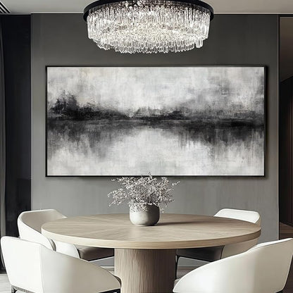 Black Art Wall Decor for Office Framed Abstract Canvas Prints 24"x48" Wall Art Dining Room Modern Bedroom Pictures Wall Decor